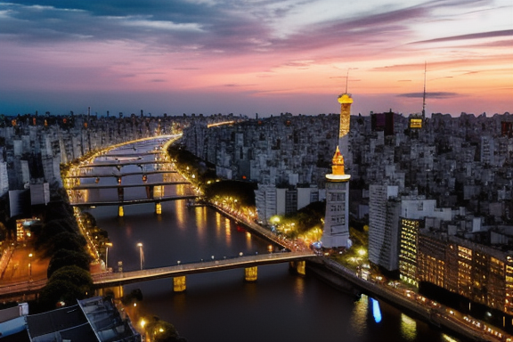 Buenos Aires skyline at sunset