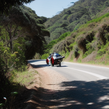 Moto em uma estrada sinuosa