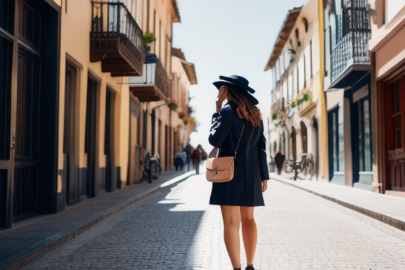 Traveler with stylish outfit