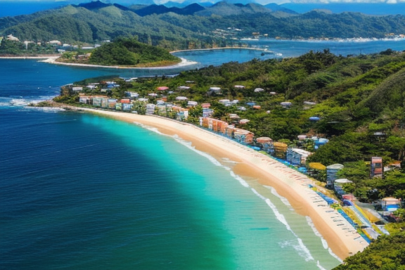 Aerial view of Florianópolis with its beautiful beaches and crystal-clear waters