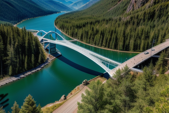 Aerial view of the Charles Kuonen Suspension Bridge with stunning mountain scenery