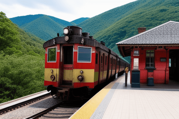 Trem antigo em uma estação histórica