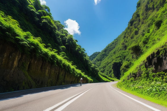 Scenic road through green mountains