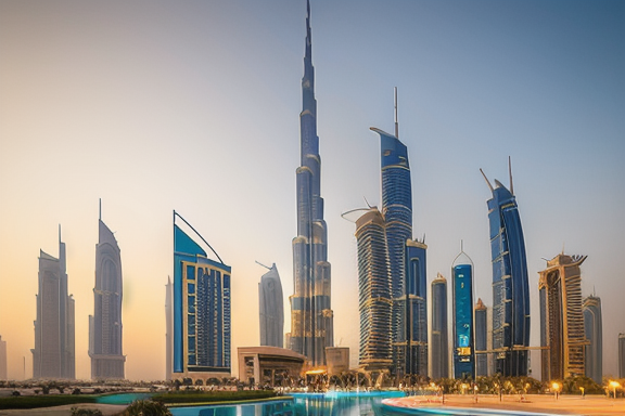 Dubai skyline at sunset