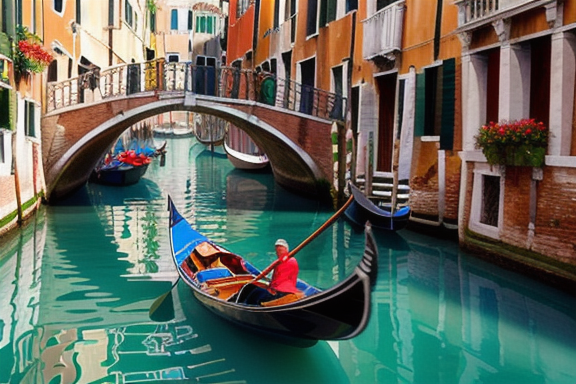 Gondola navigating the canals of Venice