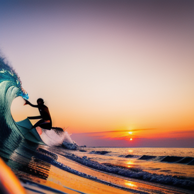 Surfer riding a wave